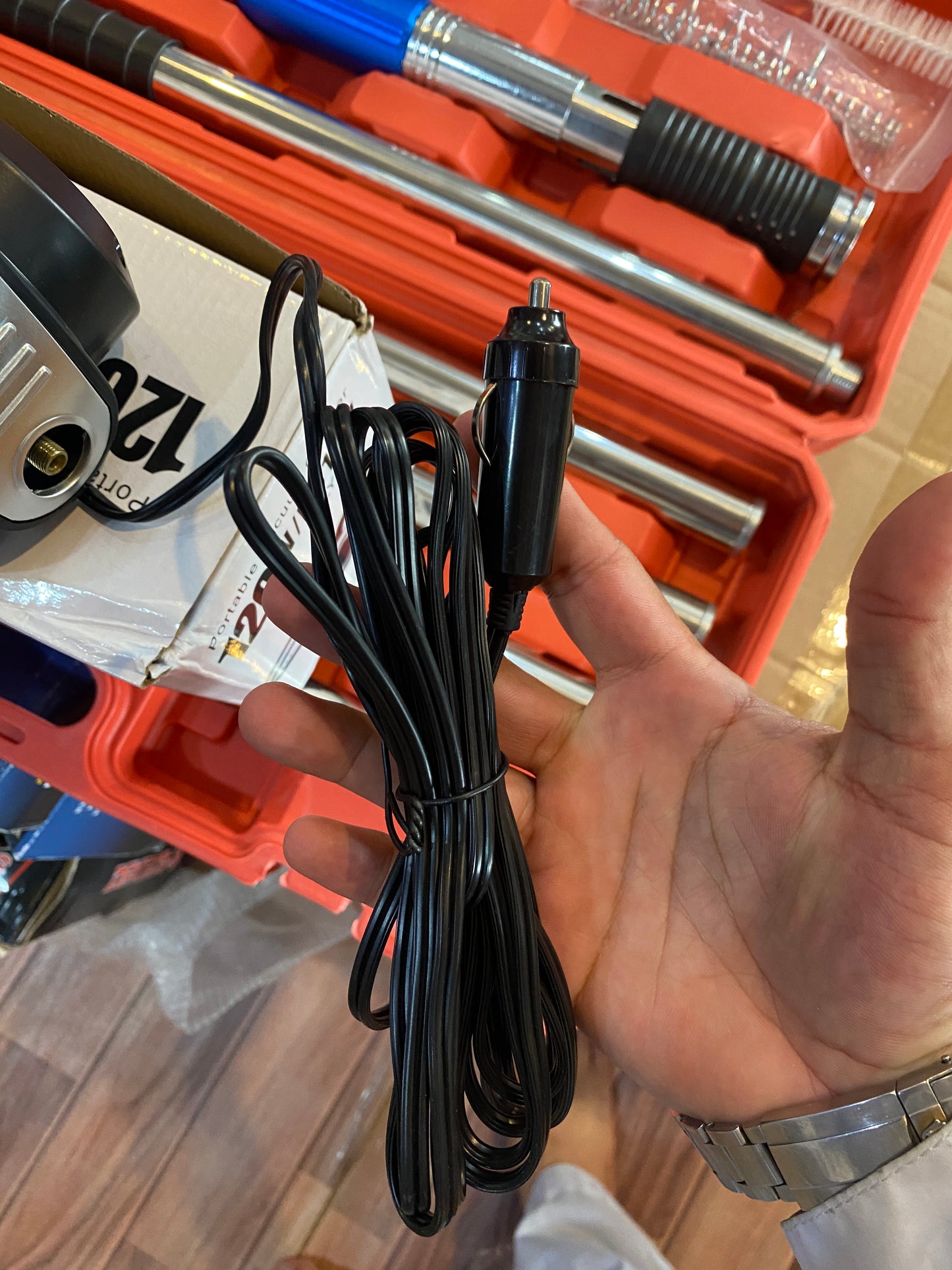 4in1 Black Silver 120W DC12V Wet & Dry Portable Vacuum Cleaner & air pump and pressure Monitor