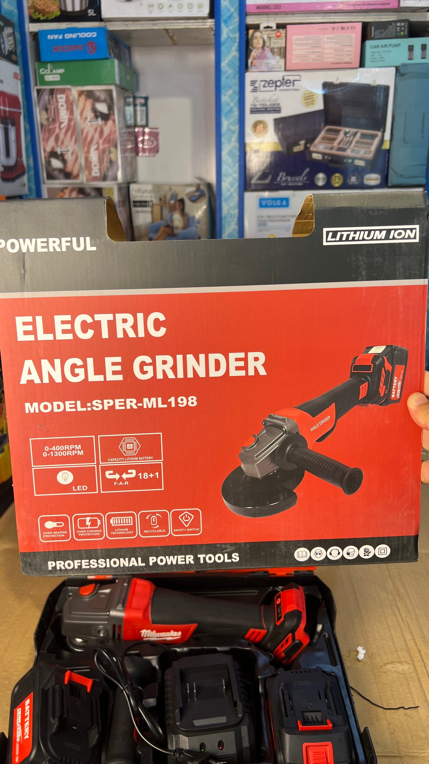 Cordless Electric Angle Grinder 21V Lithium Battery – Heavy Duty Portable Cutting Machine with 2 Batteries