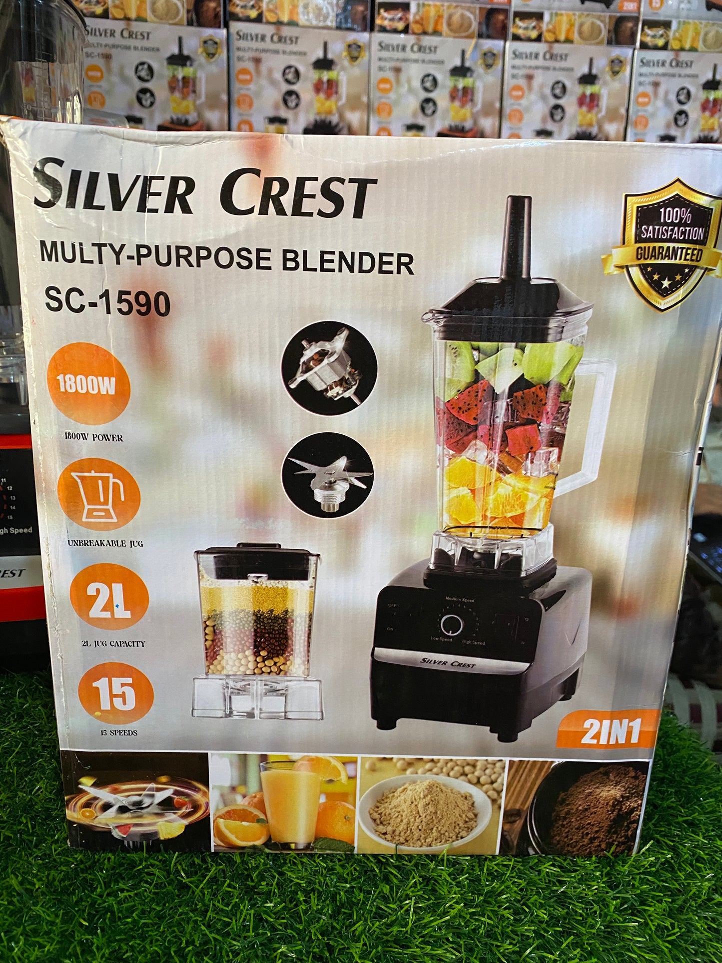 Silver Crest Heavy Duty Blender 2 in 1 1800 Watts Power full motor 2 L Large capacity Unbreakable Jug and 700ML Grinder/Chopper