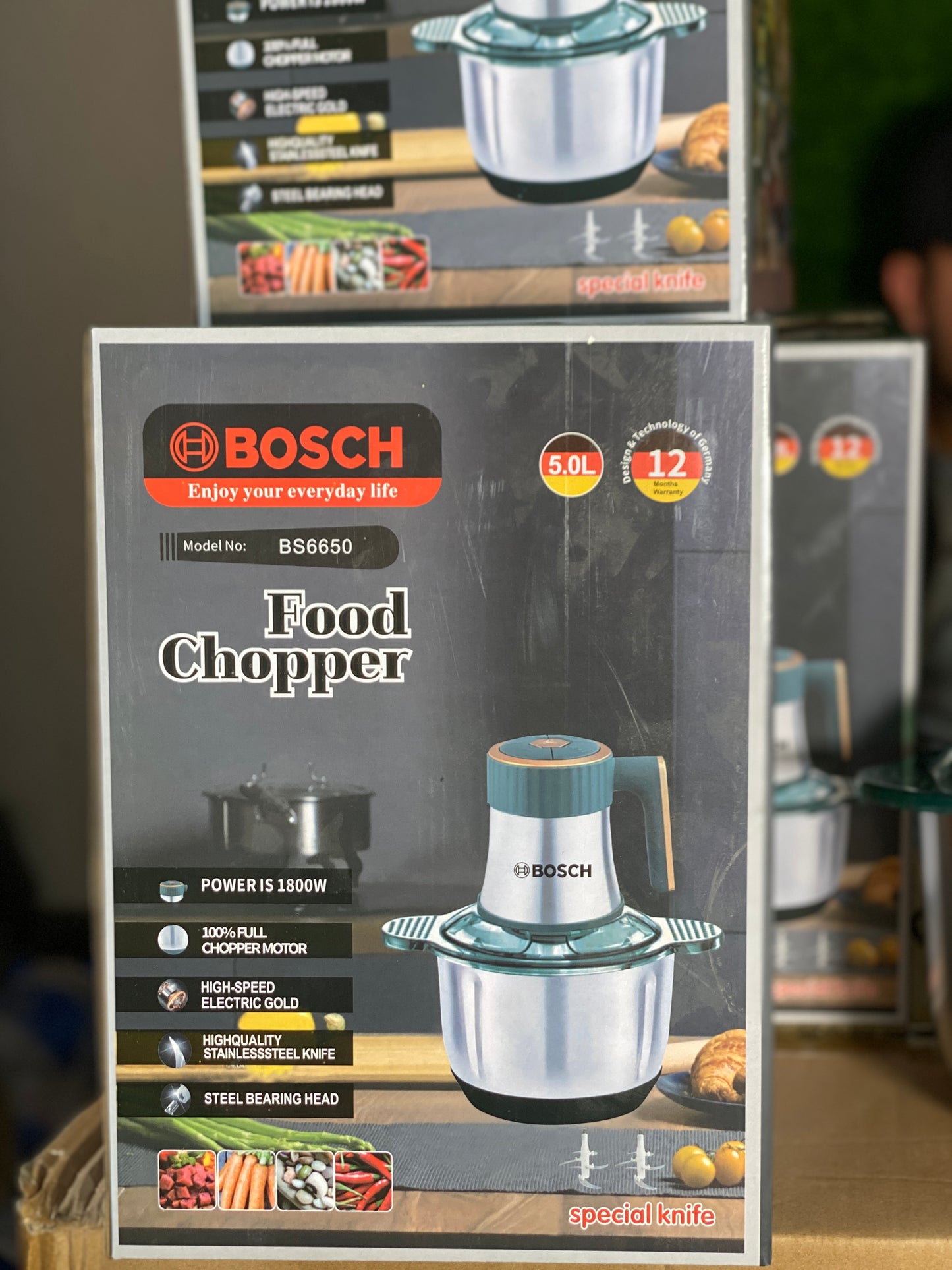 BOSCH 5L Stainless Steel Electric Meat Grinder Chopper – Powerful 5 Speeds, Compact Design – German Design,