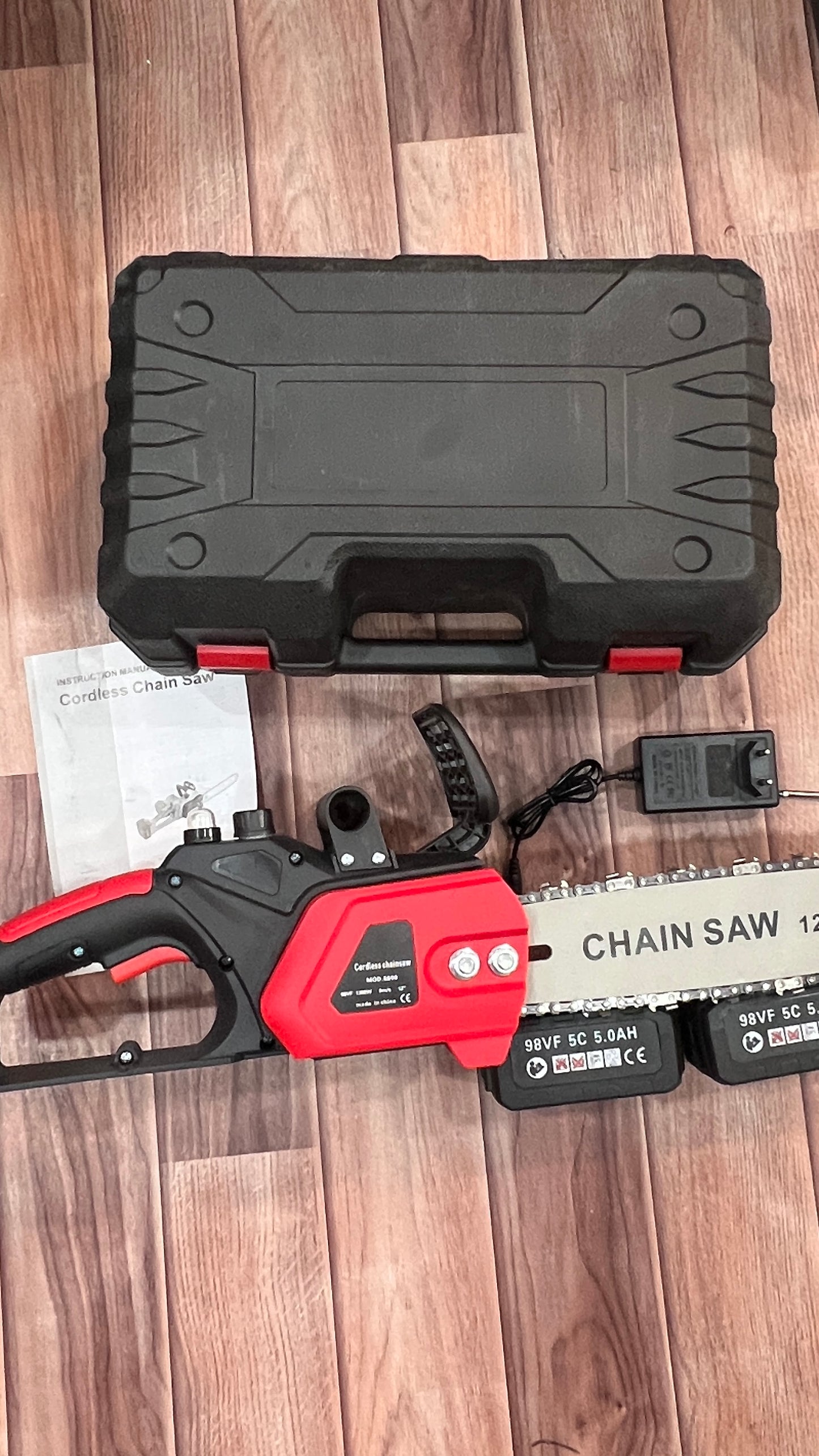12-Inch Cordless Electric Chainsaw with Dual 5.0Ah Batteries – Powerful Portable Wood Cutter