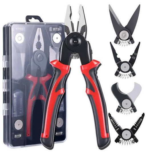 5 In 1 Multifunctional Plier Tool Set, Interchangeable Plier, Wire Cutter, Stripper, Crimping Pliers