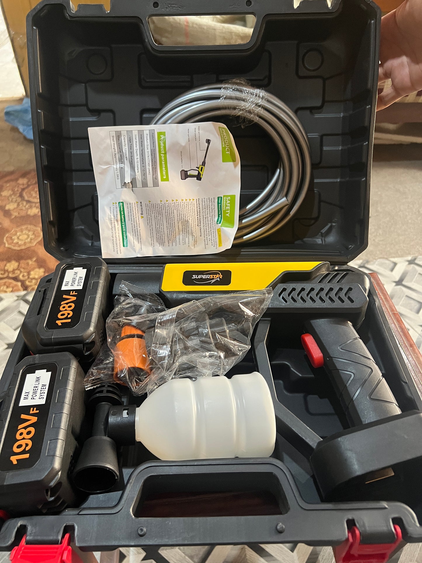 48V Cordless Power Washer | 600 PSI Portable Pressure Washer w/ 4.0Ah Battery & 6-in-1 Nozzle | 270” Hose for Car, Home, Garden Cleaning