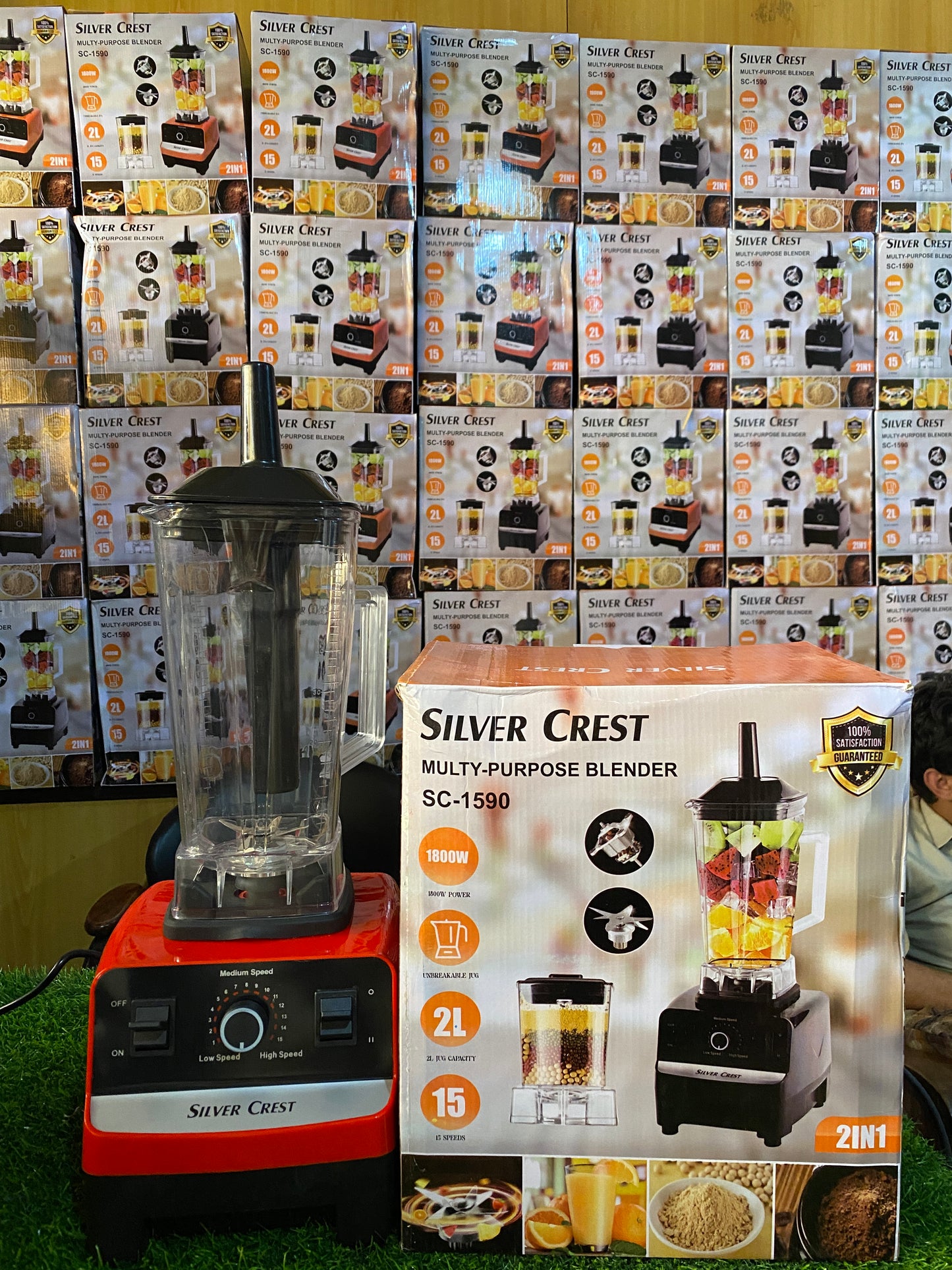 Silver Crest Heavy Duty Blender 2 in 1 1800 Watts Power full motor 2 L Large capacity Unbreakable Jug and 700ML Grinder/Chopper