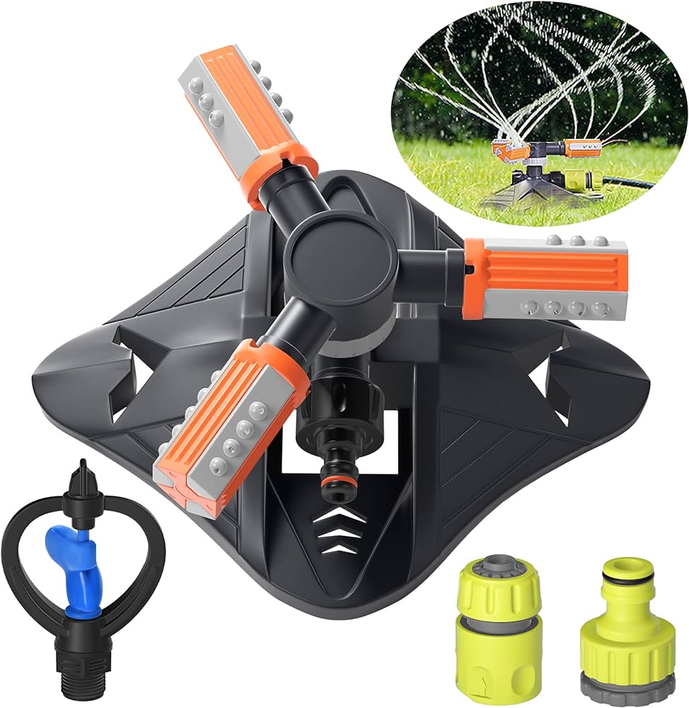 3 Arms Nozzles 360 Automatic Rotating Gardening Watering Sprinkler