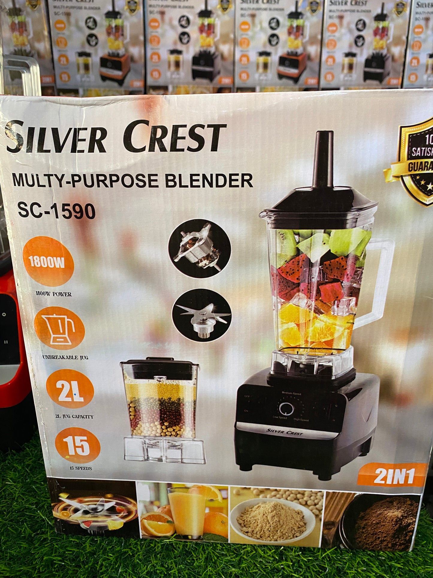 Silver Crest Heavy Duty Blender 2 in 1 1800 Watts Power full motor 2 L Large capacity Unbreakable Jug and 700ML Grinder/Chopper