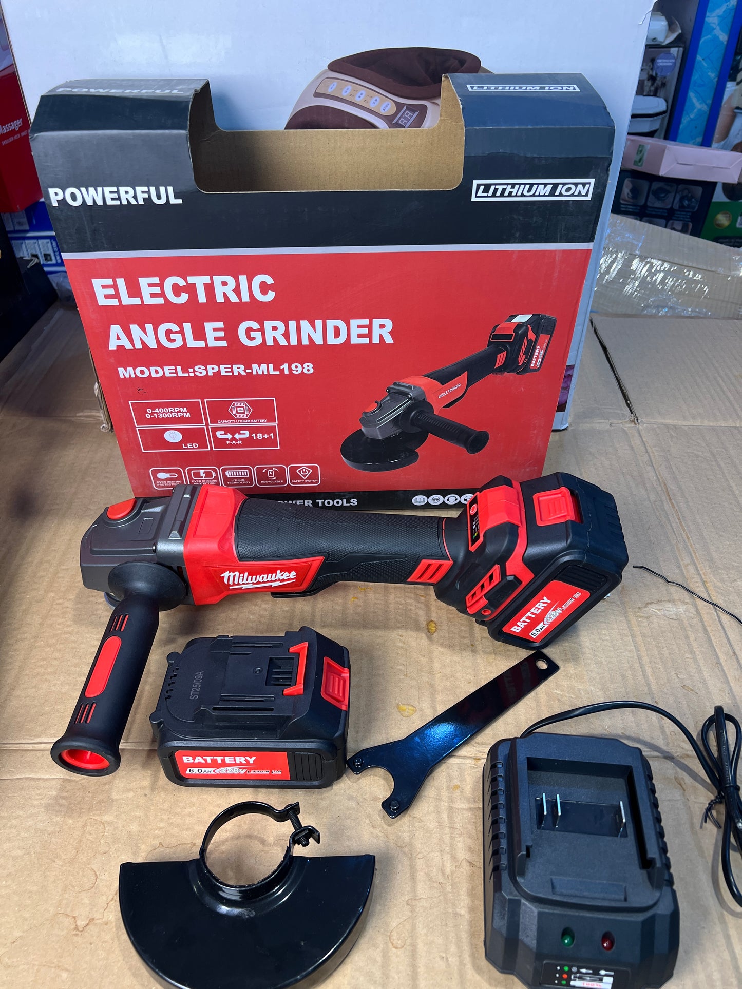 Cordless Electric Angle Grinder 21V Lithium Battery – Heavy Duty Portable Cutting Machine with 2 Batteries