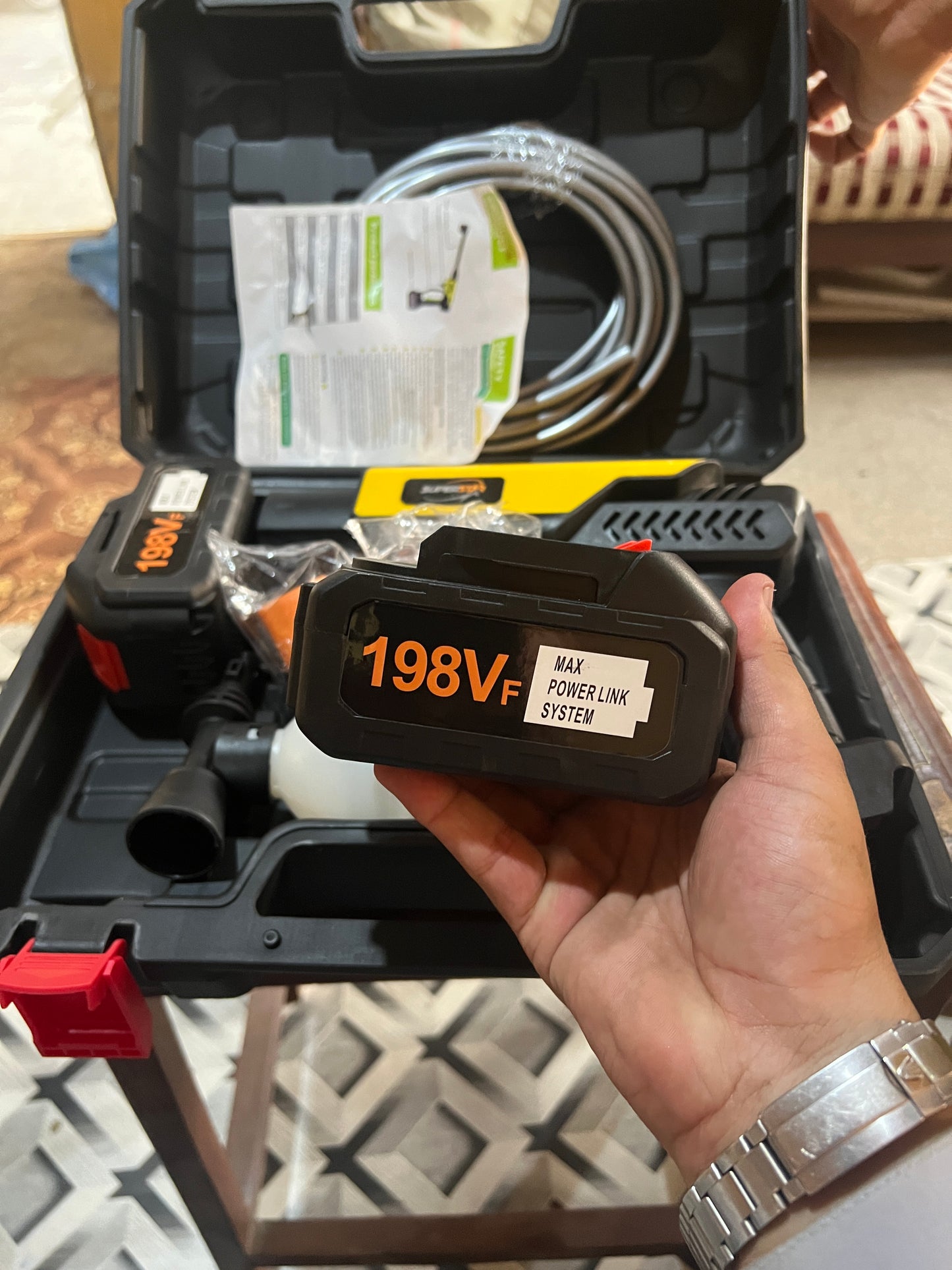 48V Cordless Power Washer | 600 PSI Portable Pressure Washer w/ 4.0Ah Battery & 6-in-1 Nozzle | 270” Hose for Car, Home, Garden Cleaning