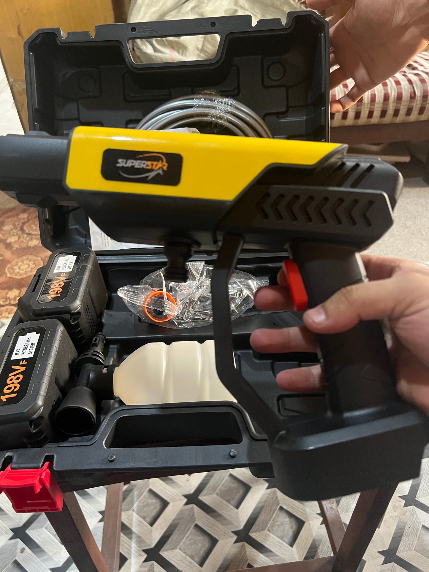 48V Cordless Power Washer | 600 PSI Portable Pressure Washer w/ 4.0Ah Battery & 6-in-1 Nozzle | 270” Hose for Car, Home, Garden Cleaning