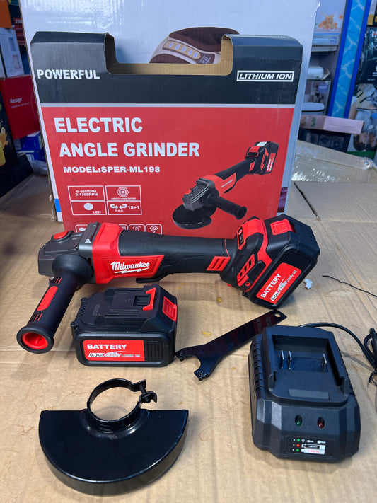 Cordless Electric Angle Grinder 21V Lithium Battery – Heavy Duty Portable Cutting Machine with 2 Batteries